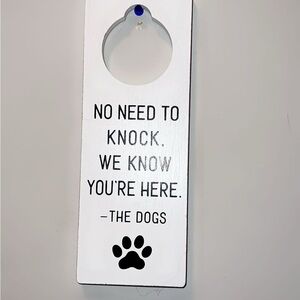 Hobby Lobby White and Black Dog Door Hanger